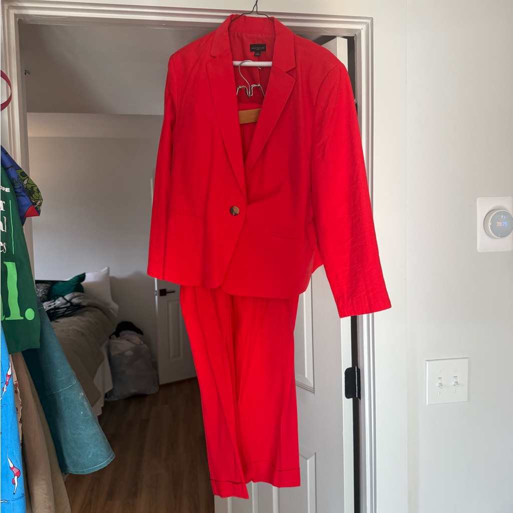 Ann Taylor Red Blazer And Pant Set